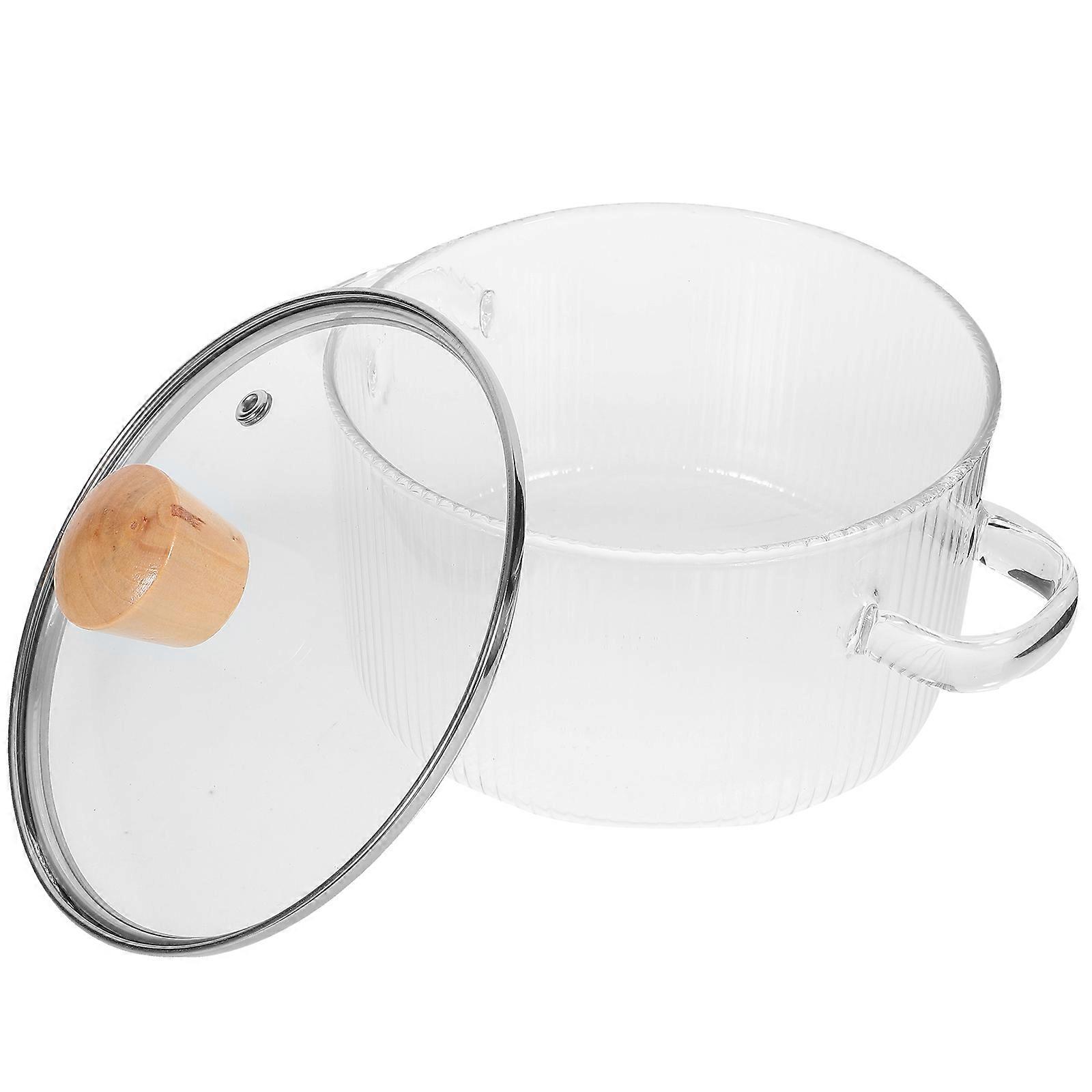 Casserole en verre résistant à la chaleur pour usage domestique avec double poignée