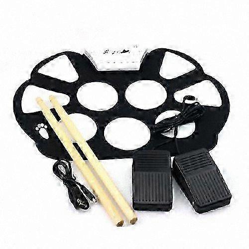 Electronic Drum Kit with 9 Pads, Portable RollUp Design, White Practice Drum Set