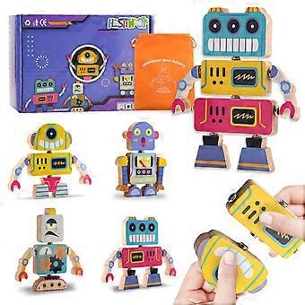 STEM Building Toys Multicolored Wooden Robot Set Montessori Snap Together Educational for Kids