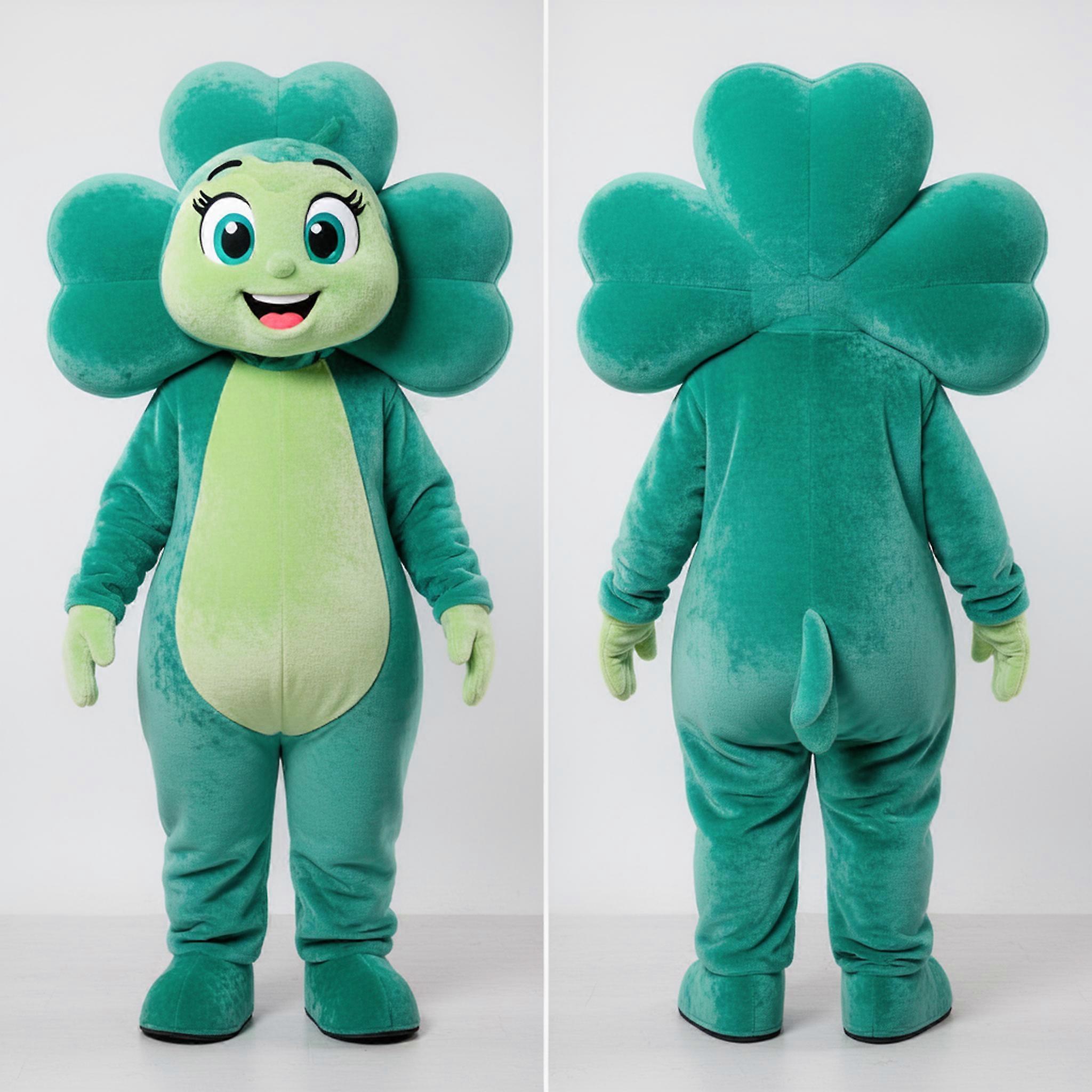 MASTICOT Teal Vibrant Four Leaf Clover Mascot