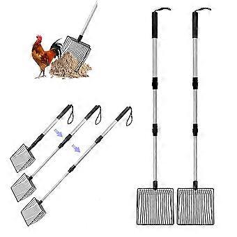 2 Pack 3 in 1 Extendable Chicken Poop Scooper with Long Handle, Easy Upright Cleaning Chicken Coop Accessories
