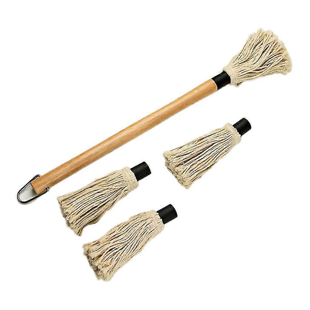 Rubber Wood BBQ Brush with Stainless Hook