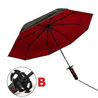 Japanese Katana Sword Umbrella 3 Fold Portable Samurai Bleach Kurosaki Ichigo Roronoa Zoro Wind Resistant Sun Parasol Role Play