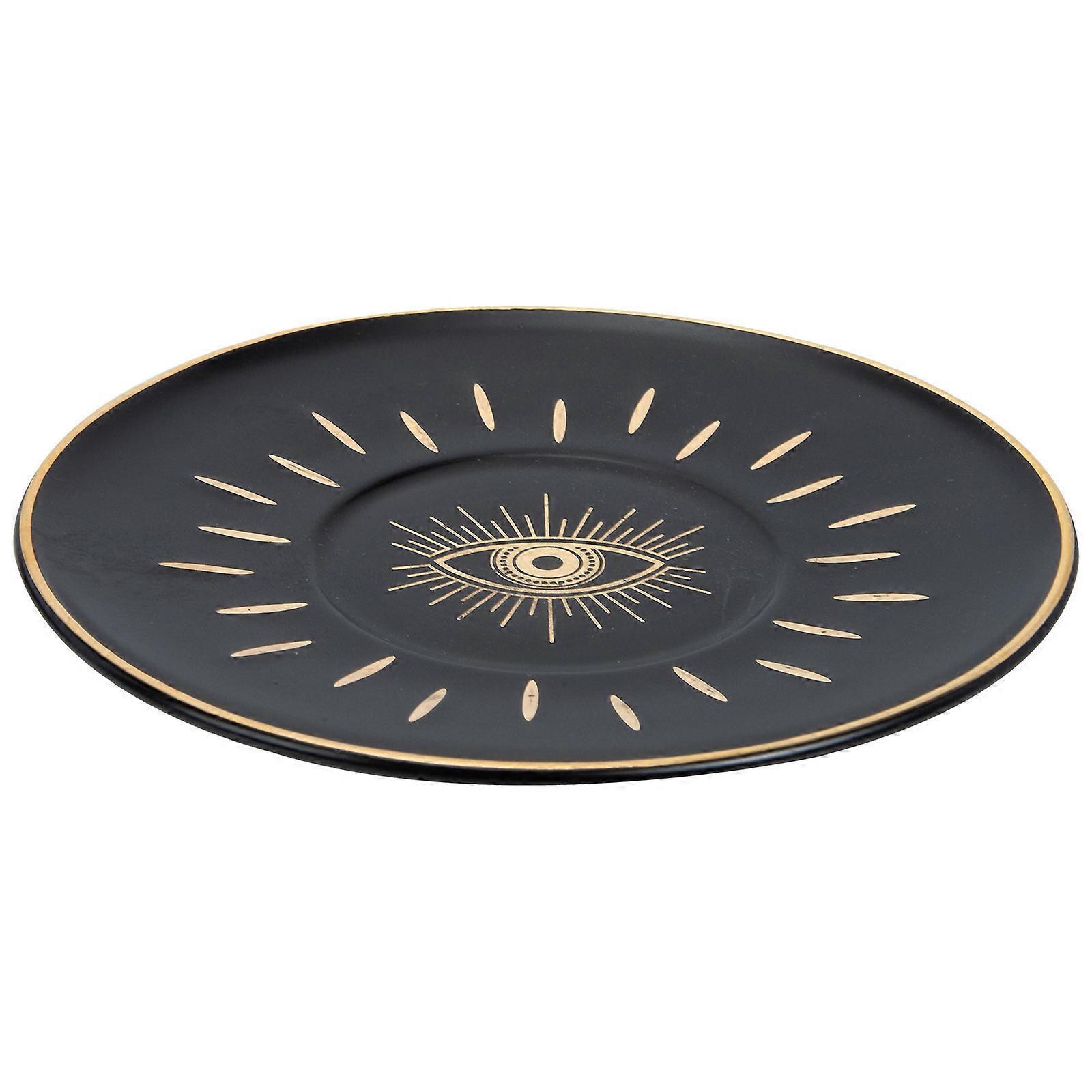 Eye Patterned Dessert Tray for Storage Black Pottery Dessert Plate