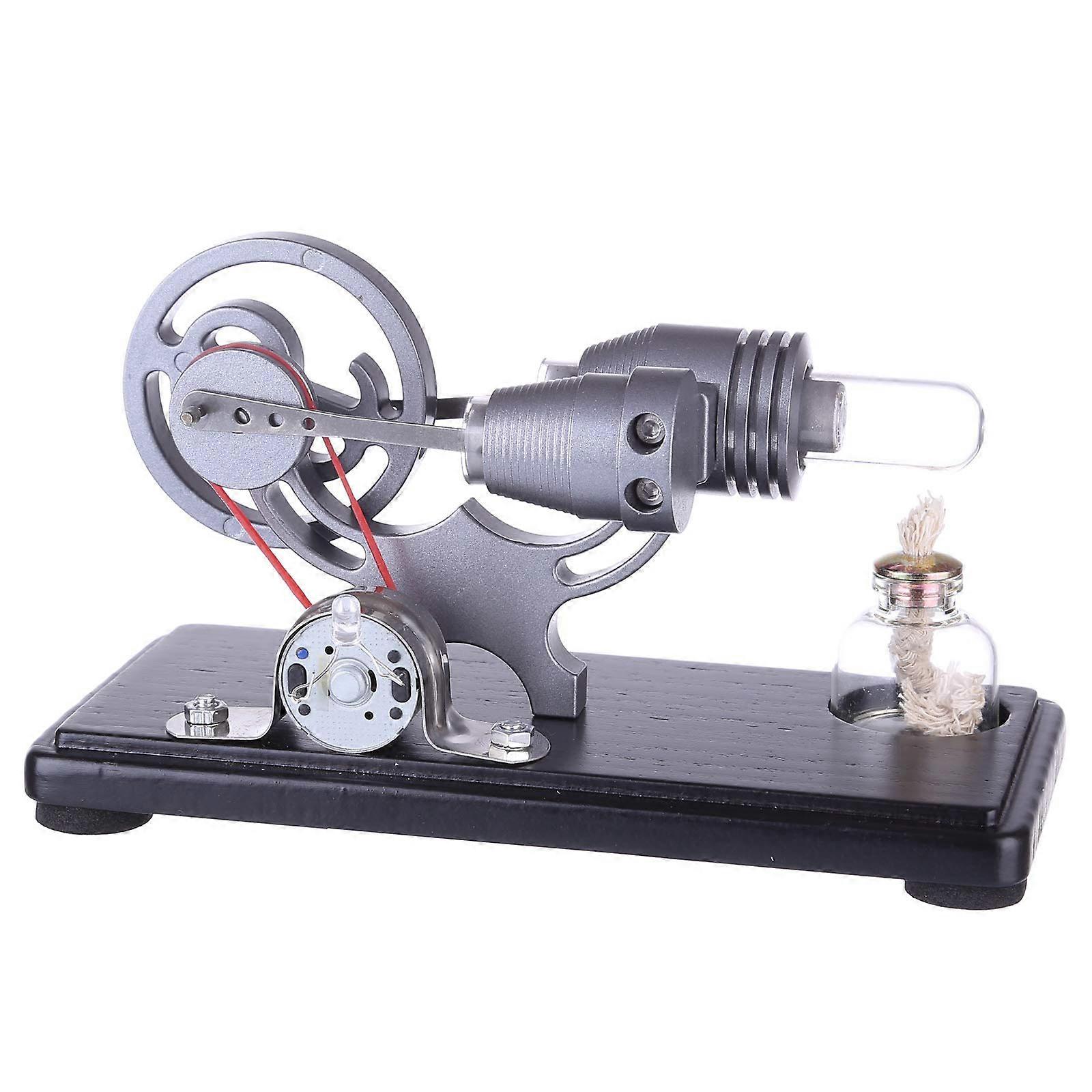 Gamma Type Stirling Engine Model Kit with LED Lights, Educational Low Temperature Science Demonstration