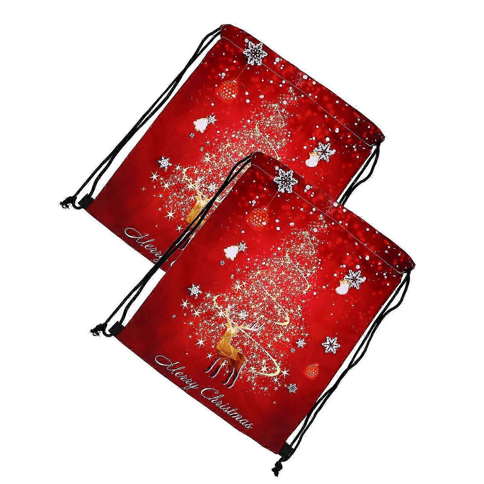 Christmas Drawstring Backpack compatible with Storage 2Pcs Portable Elk 3D Printing Bag