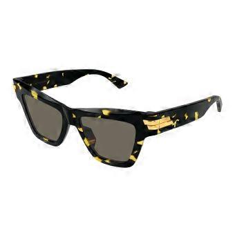 Bottega Veneta BV1489S 002, Damen-Sonnenbrille mit Vollrandfassung in Schildpattoptik, Katzenaugenform, mit UV-Schutz, Original.