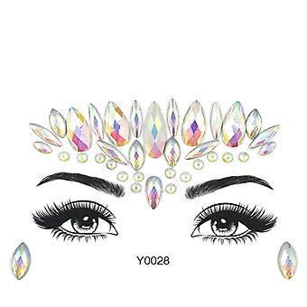 Veeki 1PCS  Luminous Face Jewels Crystal Glitter Stickers , Makeup Green Halloween Rainbow Tears Glow In Dark Rave Accessories