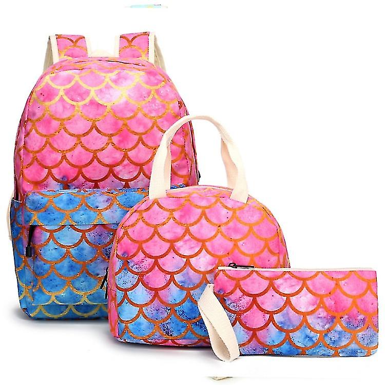 3 In 1 Children Backpack Schoolbag + Meal Bag + Pencil Case, Size: 16 Inch