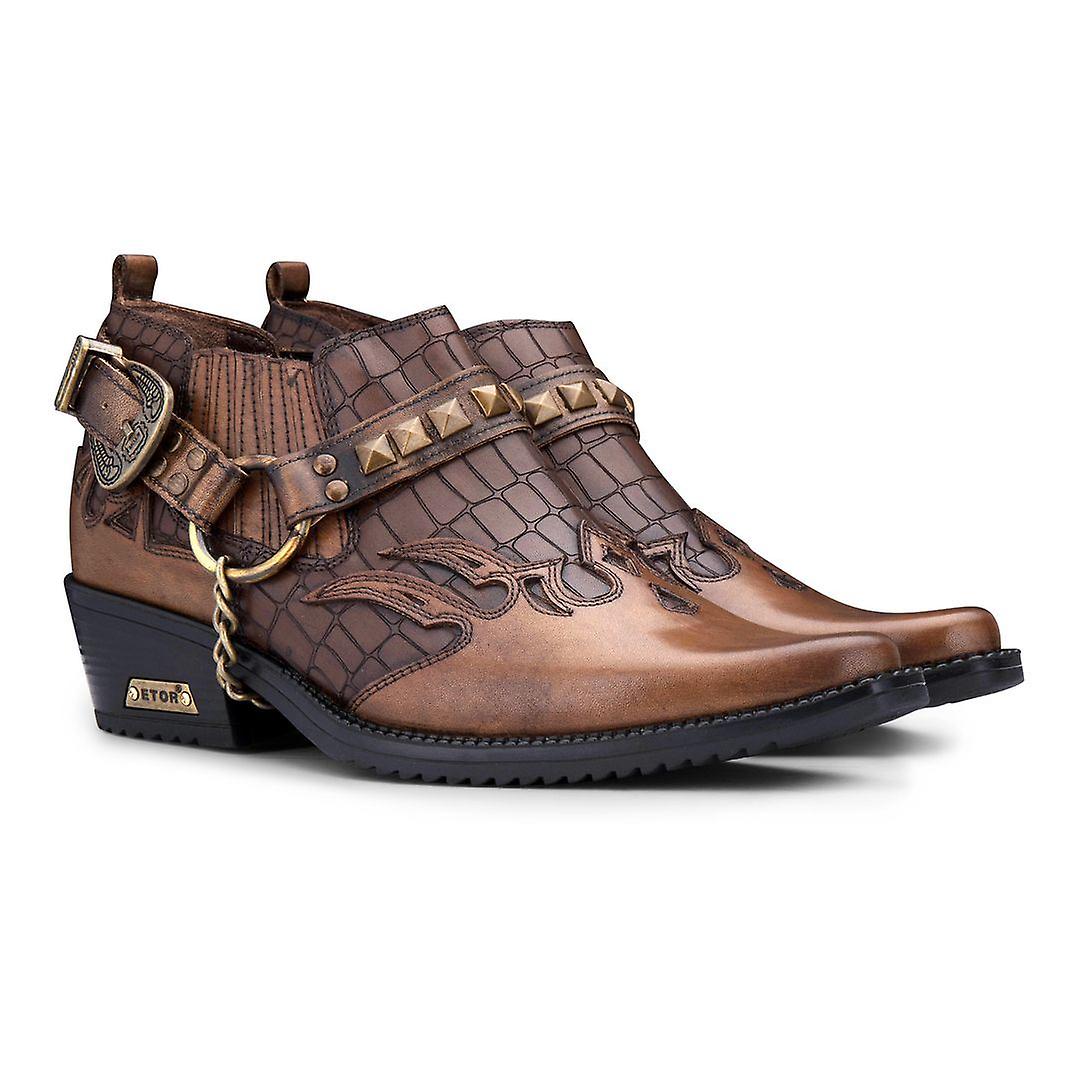 Men's Real Leather Cowboy Ankle Boots With Removable Chain - Western Dancing Boots - View #5
