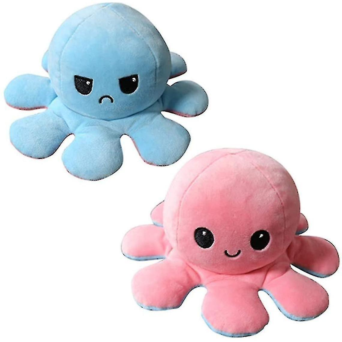Double-sided Douppe Stuffed Plush Doll, Show Different Moods For Kidsblue And Pink