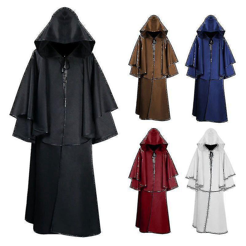 Medieval 5-color Cloak Halloween Hooded Robe Monk Robe Cloak Long-sleeved Wizard Wizard Death Cloak