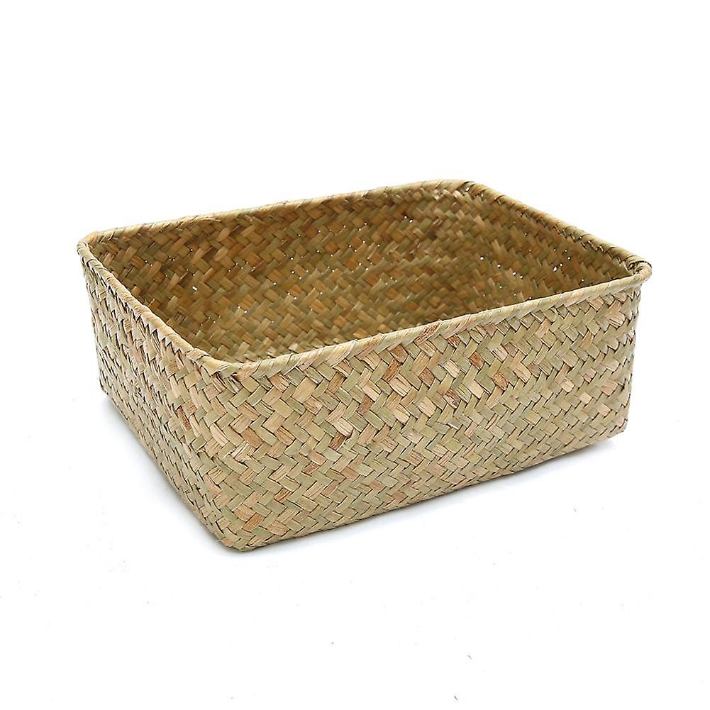 ZHOUBA Handmade Straw Dried Flower Fruit Pot Basket Rattan Box Candy Earphone Organizer
