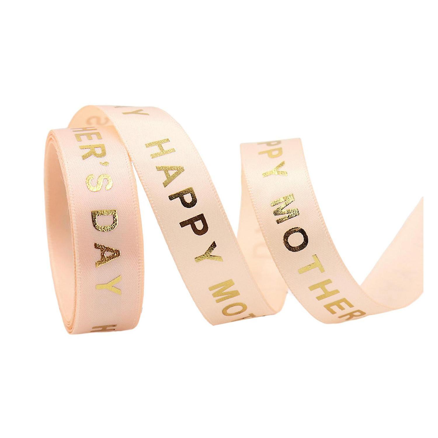 1 Roll Packing Ribbon Gilding Letter DIY 10 Yards Mother's Day Bouquet Wrapping Satin Webbing Suppli