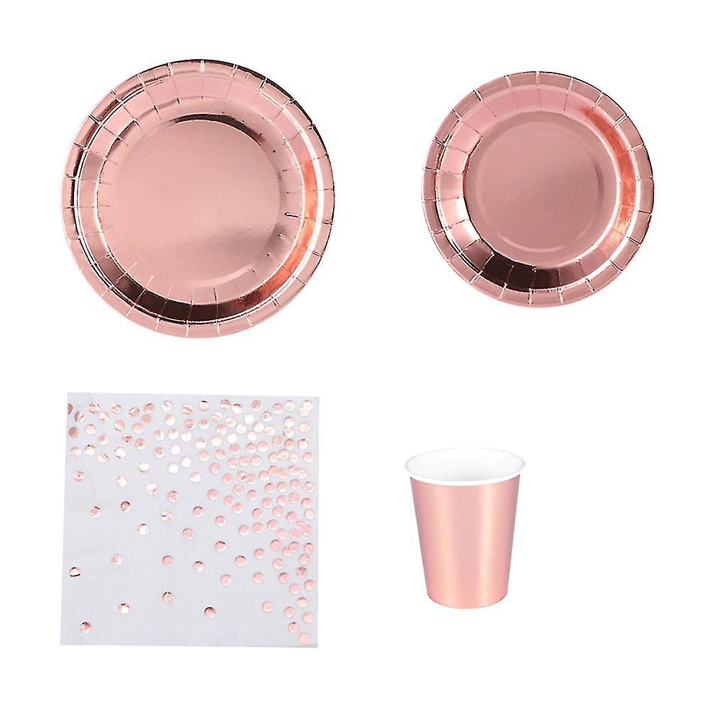 34pcs Rose Gold Tableware Set Tableware Set Birthday Tableware