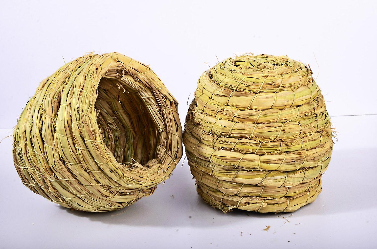 Safe Non Toxic Bird Toys Parrot Hand Woven Grass Bird Nest Breeding Box Tiger Skin Peony Warm