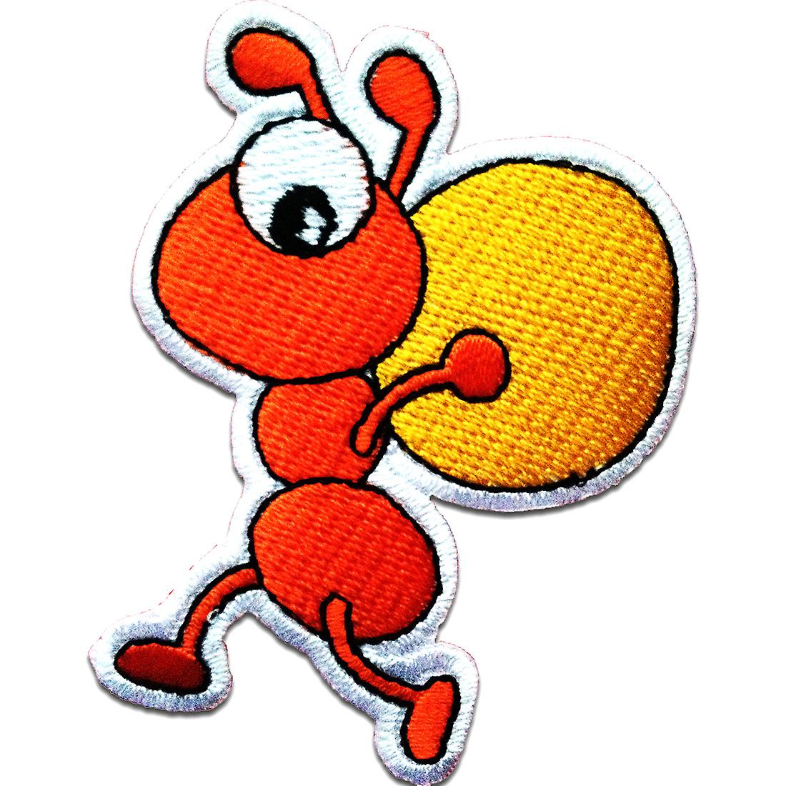 Patch / iron-on patch - ant animal - orange - 5.8 x 7.3 cm - appliqué patch