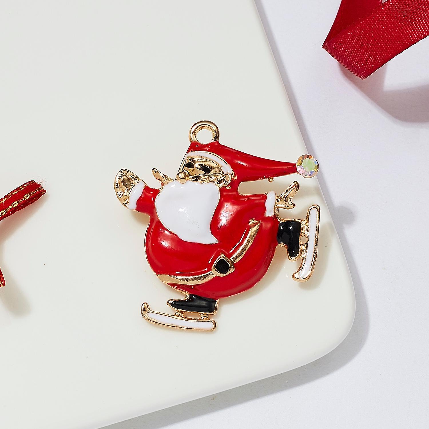 Brooch with santa skating gold diamond