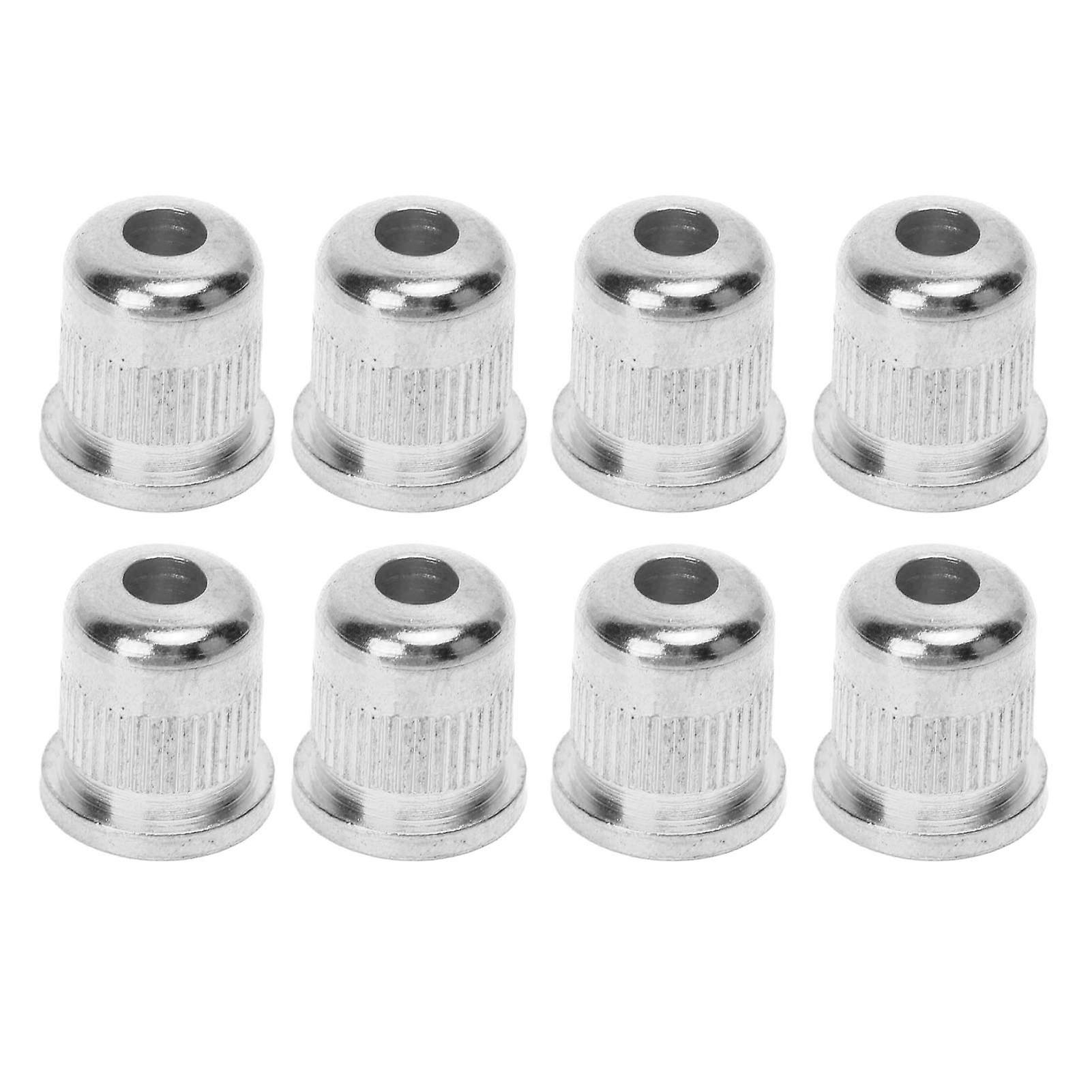 8 Pcs Compact Alloy Guitar Bass String Ferrules Loop Through Replacement Silver