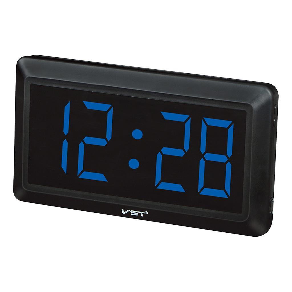 4'' Large Led Display Digital Time Desk Clock Wall Clocks Eu Plug Green