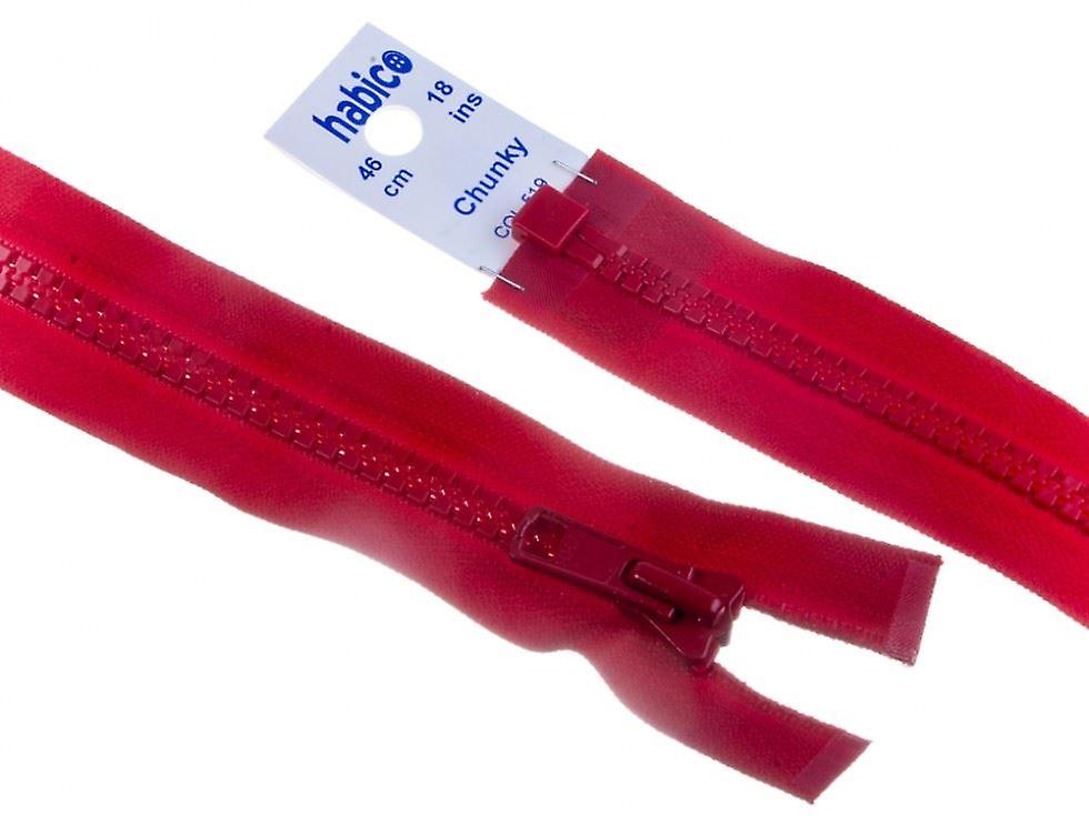 YKK Vislon 厚实开口拉链 红色 - 每个 46 厘米
