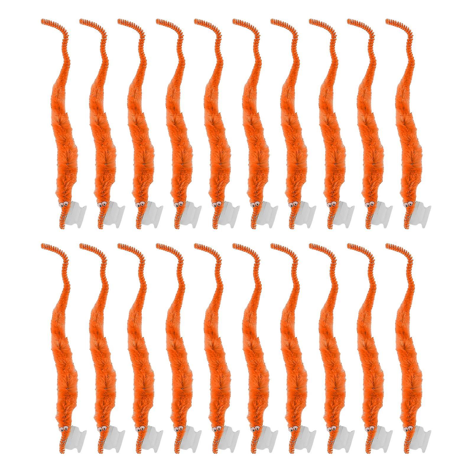 20 Pcs Soft Touch Fluffy Worms Cute Style Compact Portable Party Favor Orange