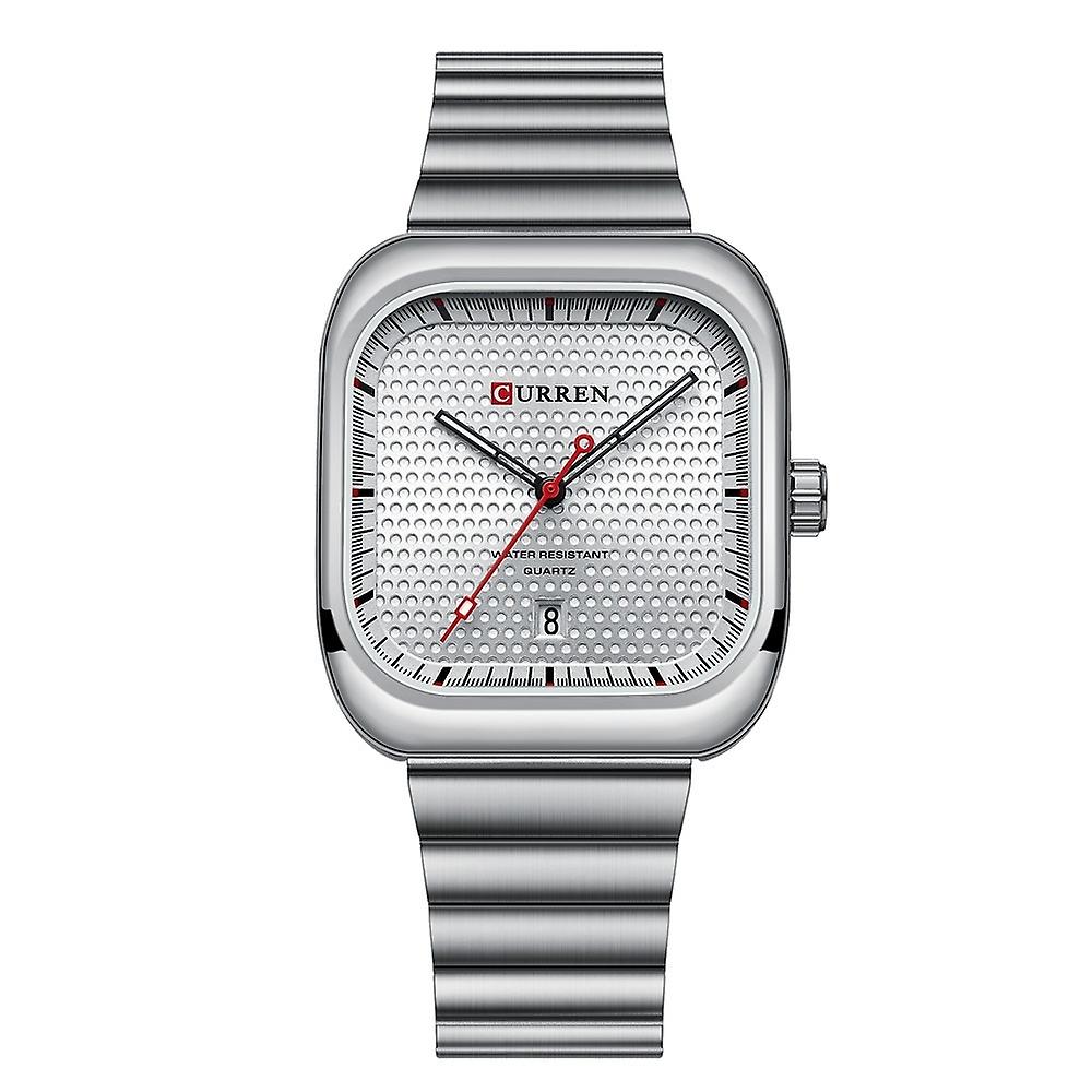 Curren Square Men Quartz Watch White Shell White