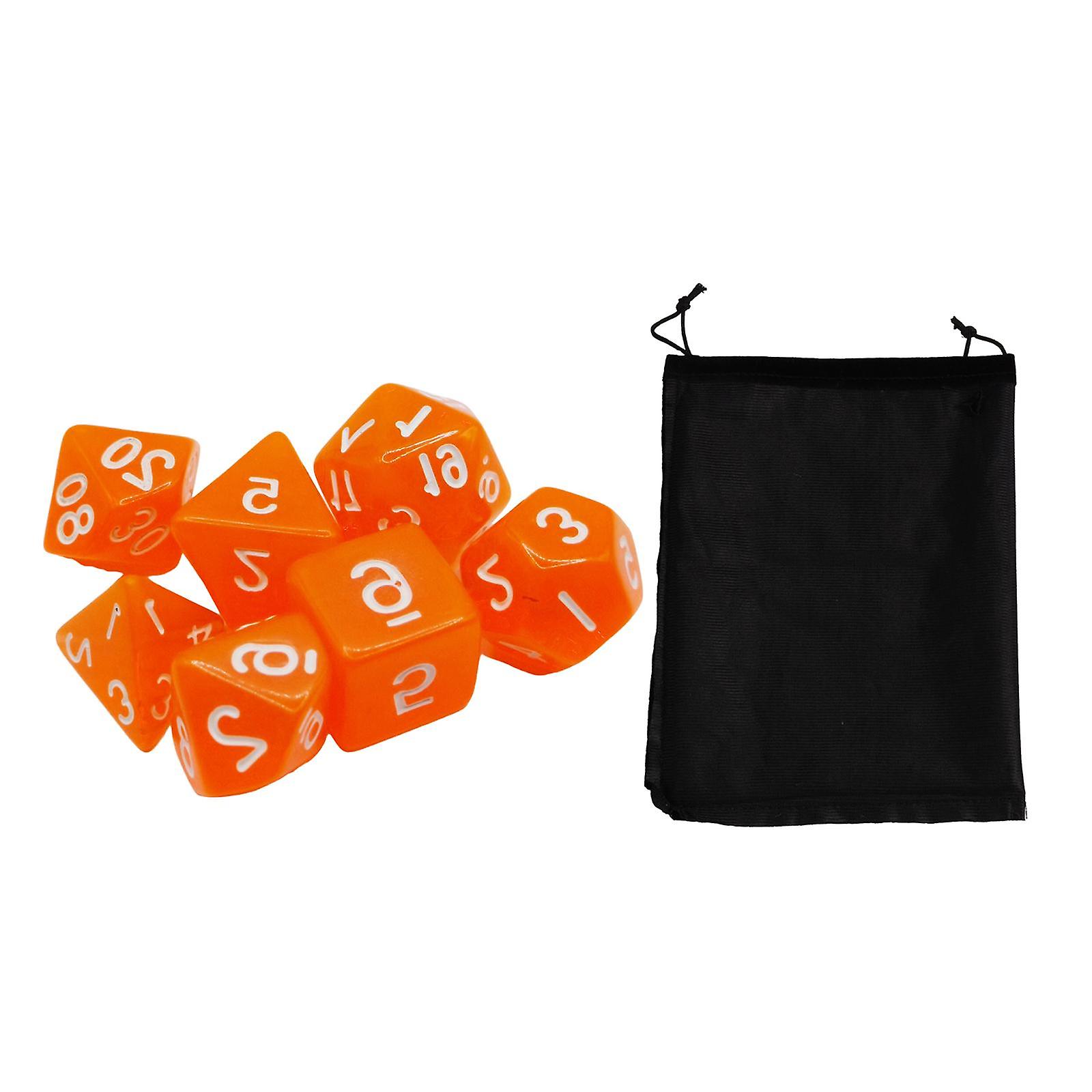 7 Pieces Polyhedral Dices Set Multipurpose for Activities Table Games KTV Orange