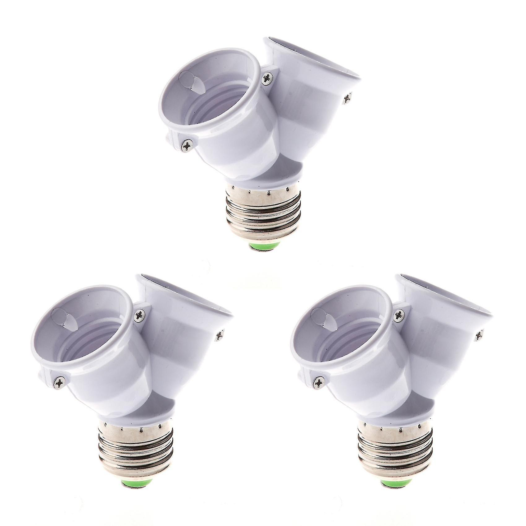 3x E27 1 To 2 E27 Led Light Lamp Bulb Adapter Converter Split Splitter Base Socket-YUHAO