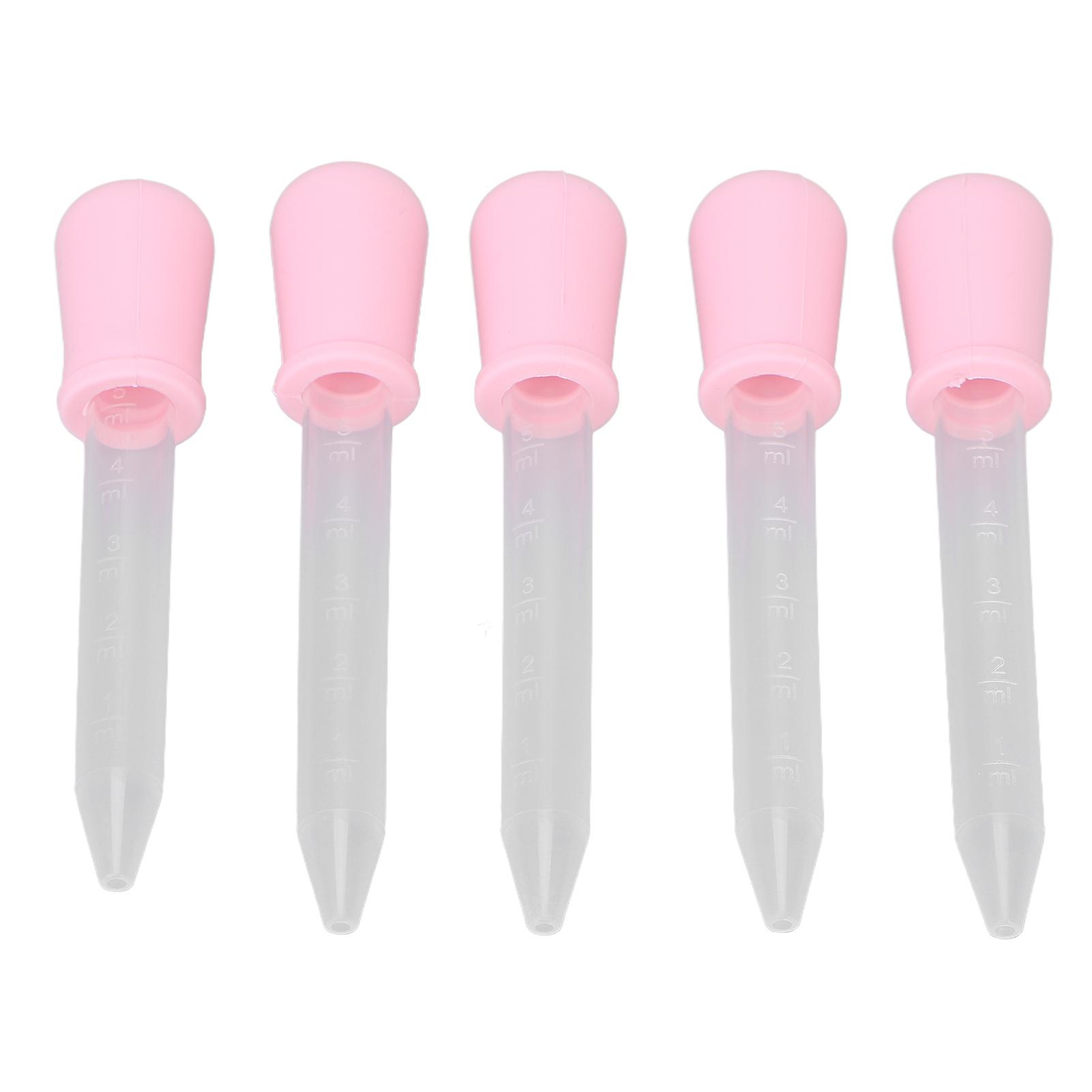 5pcs Transfer Pipettes DIY Transparent Calibrated Dropper for Epoxy Resin Laboratory Experiment (Pink)