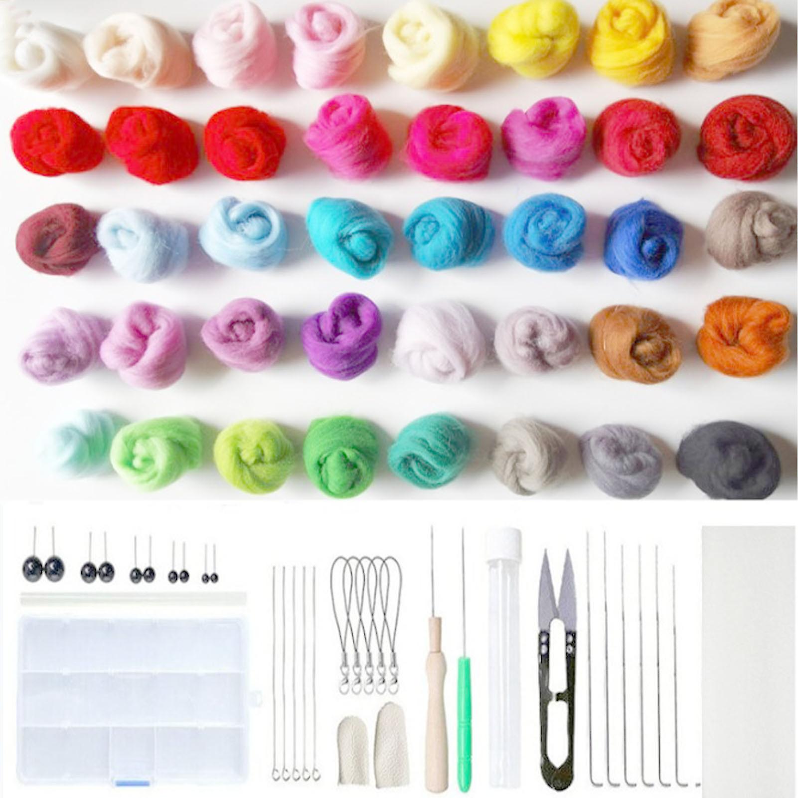 Nål Felting Kit Lyse farger Ull Soft Eco Friendly Safe Enkel betjening Toving Kit for Kids Foreldre Gifting