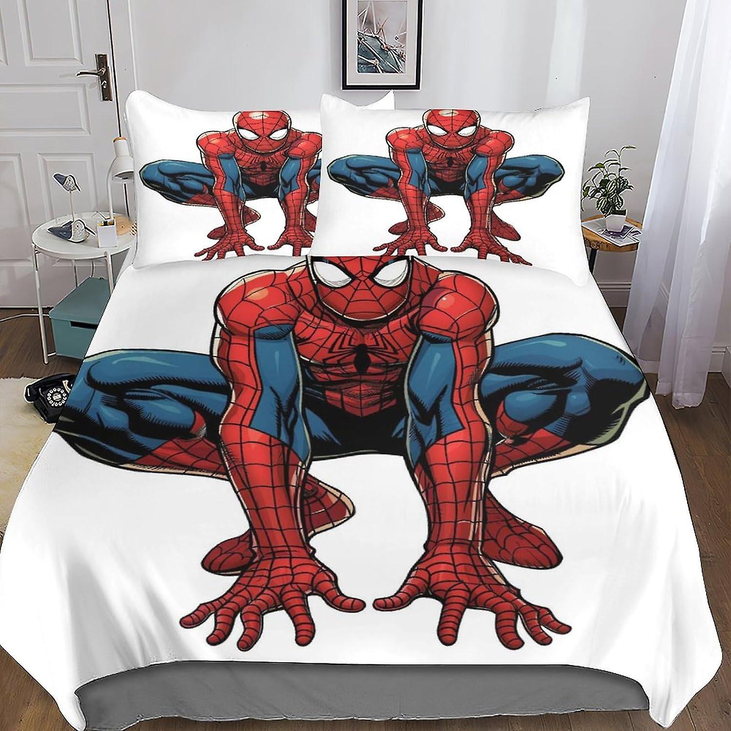 DSJackson Spider-Man 3D Printed Quilt Cover 3 Pieces Movies Film Duvet Cover Bedding Set with Microfiber with Hidden Zipper Closure with Pillowcases f