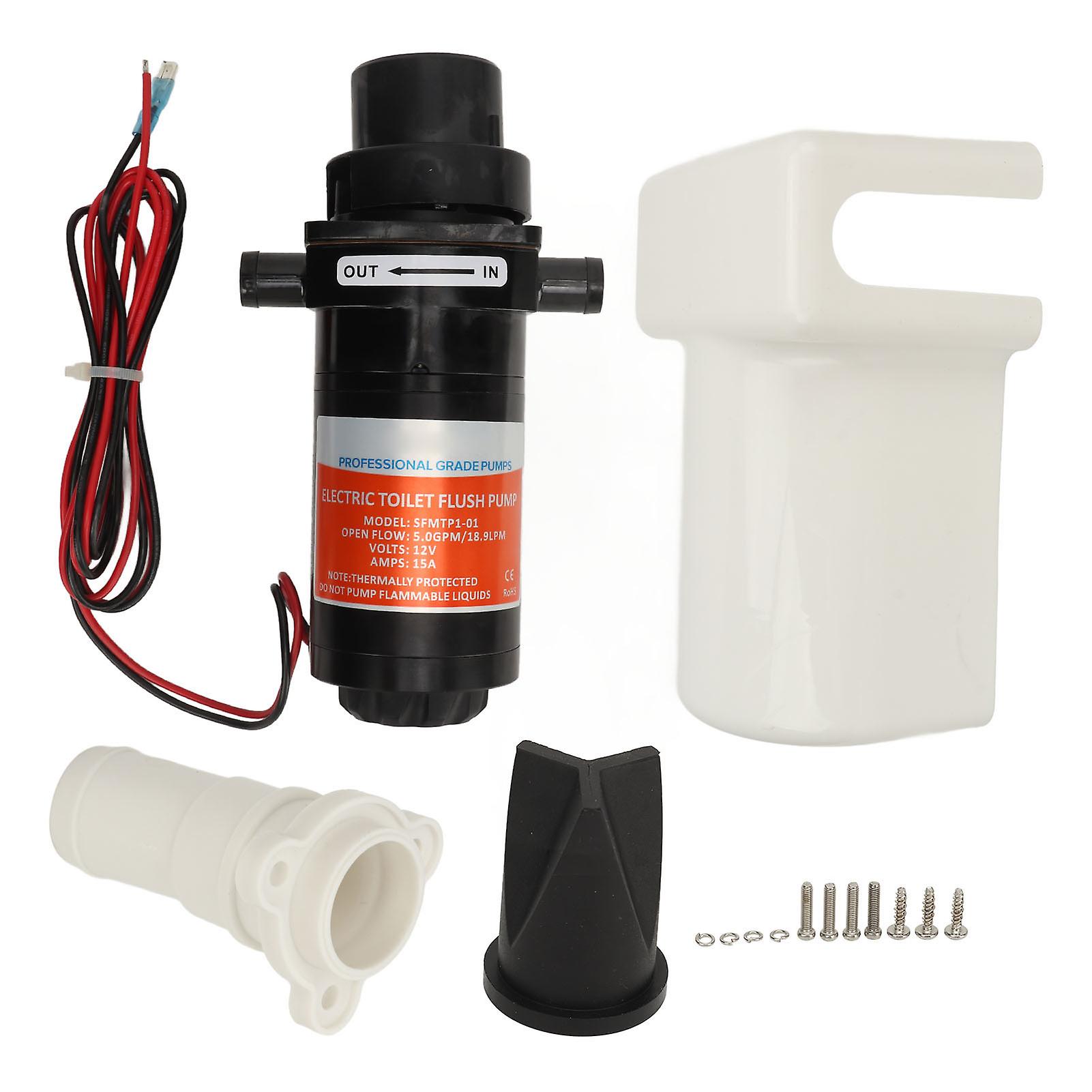Electric Yacht Toilet Sewage Pump, Efficient Waterproof Self-Priming Pump for Boat Toilet Sewage 12V 15A (Max Flow: 5.5 GPM/18.9 LPM)