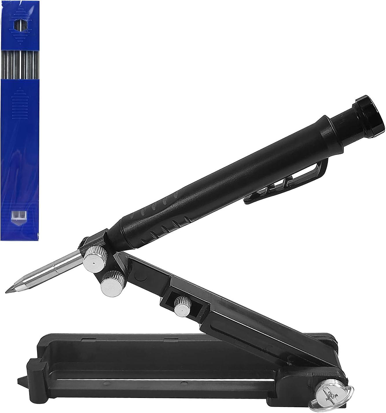 Multifunctional Scribing Tool, with 6 Marker Refills, Saker 3 in 1 Deep Hole Woodworking Pens, DIY Woodworking Scribing Tool, Floor Angle Measuring To