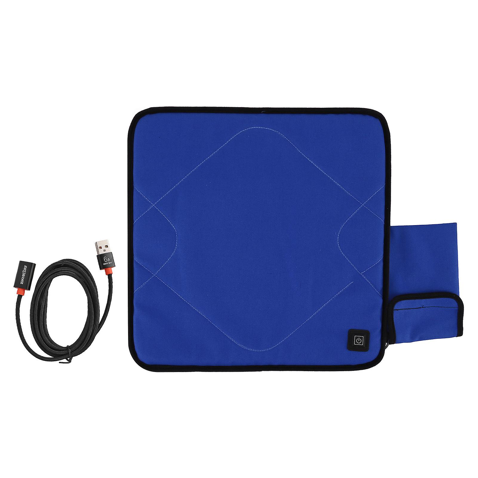 Coussin de siège chauffant portable, température réglable, USB, pour l'automne, l'hiver, le camping, la pêche, bleu saphir