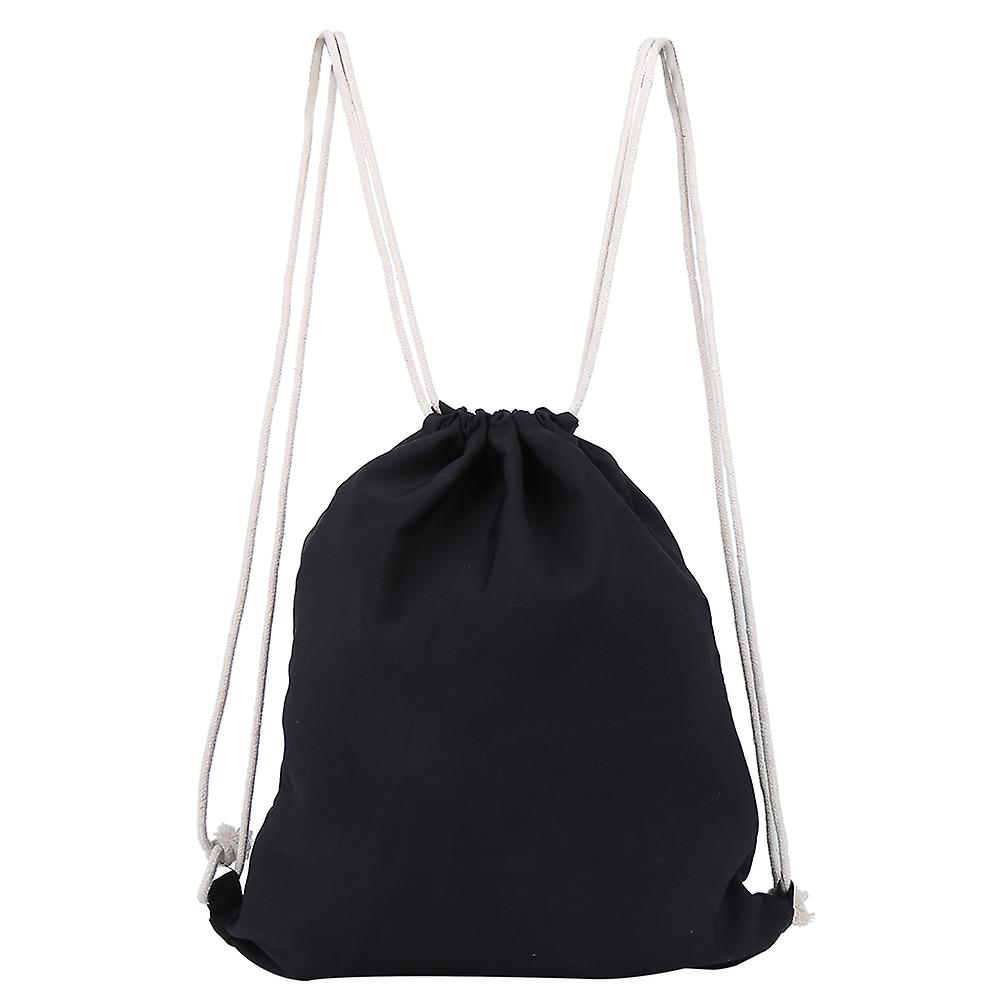 Foldable Casual Drawstring Backpack Portable String Storage Bag for Outdoor Travel UseBlack