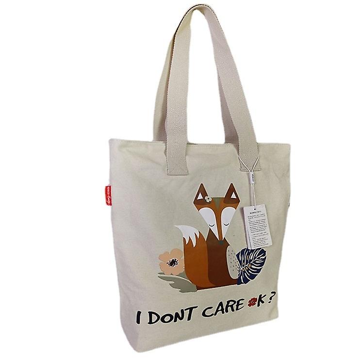 Fox cartoon one-shoulder fresh canvas bag women's all-in-one Tote bag Large capacity student female 