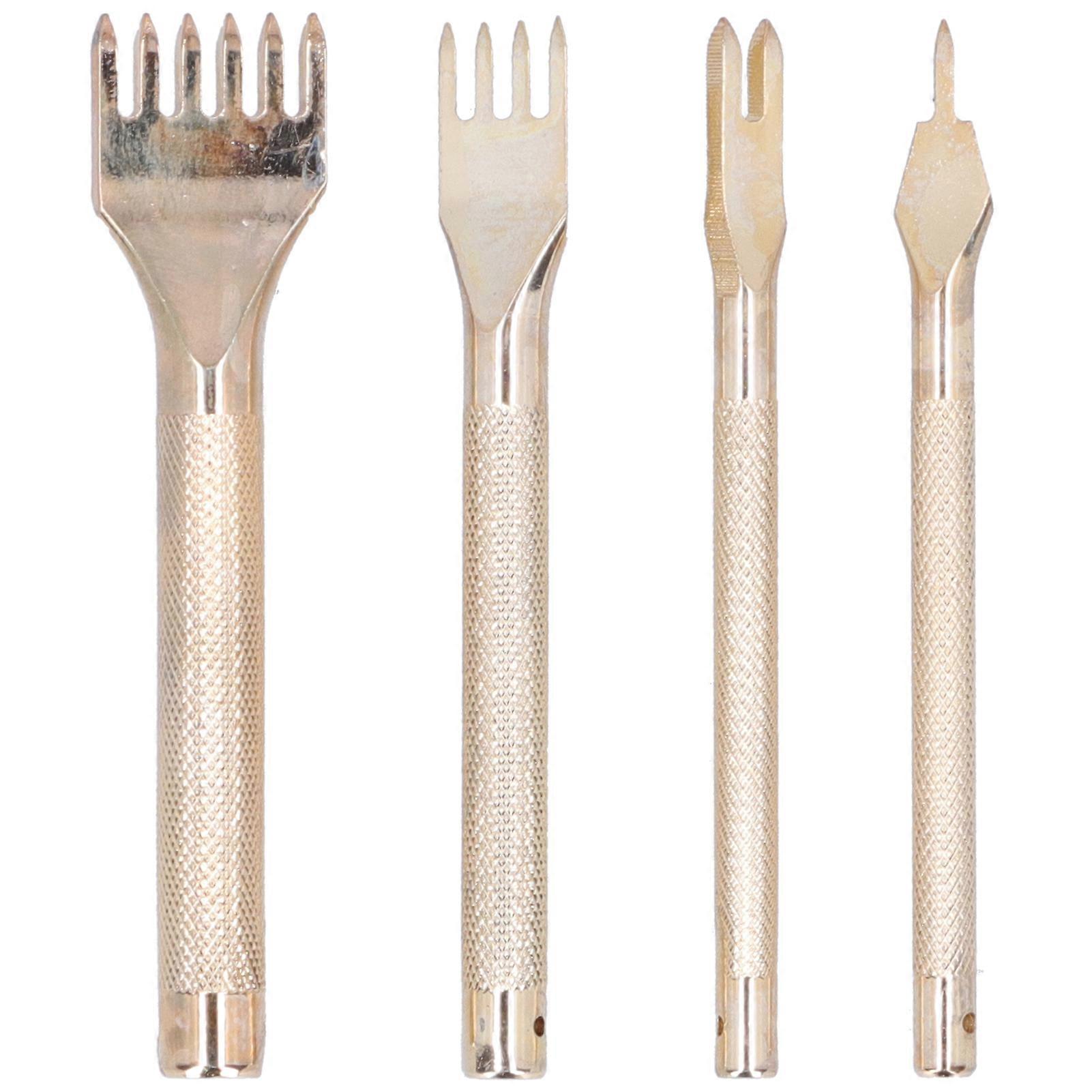 4pcs Leather Punch Tool Prong Chisel Set Kits Wallet Bags Diy Crafts Making Tools