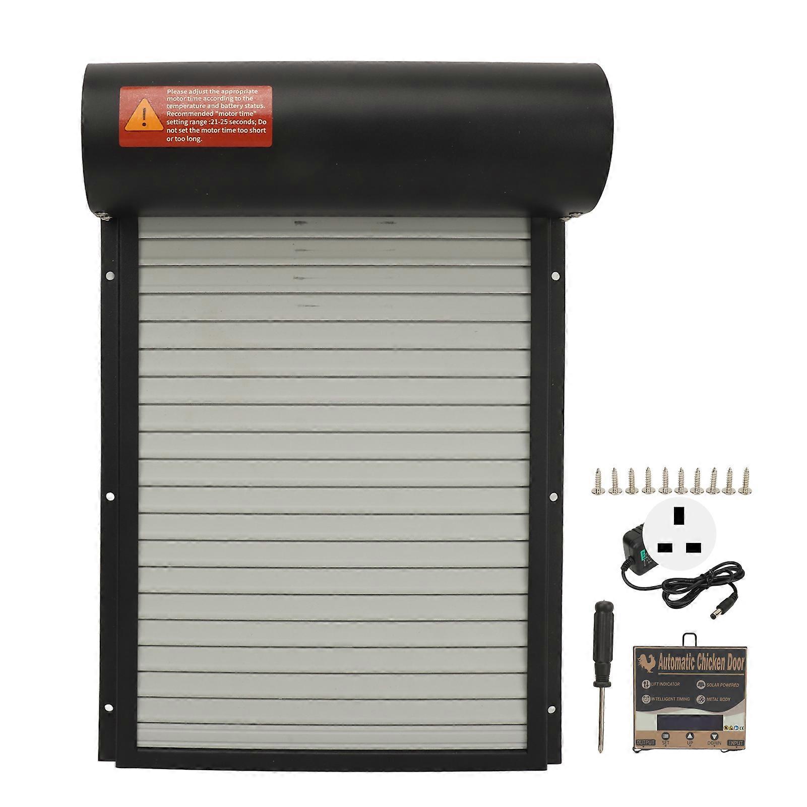 Chicken Coop Door Timing Mode Manual Mode 100V to 240V Rugged LED Display Controller Auto Chicken House Door for Ducks Geese Black UK Plug