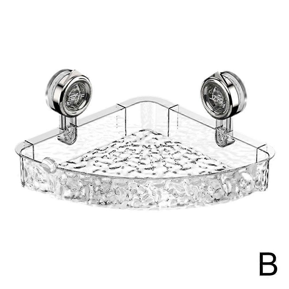 Bathroom Corner Wall Suction Cup Rack Shower Shelf Organiser Soap Holder