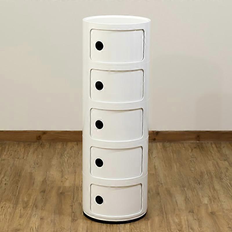 Storage Drawer Unit 5 Tier Round Plastic Storage Unit Cabinet Beige
