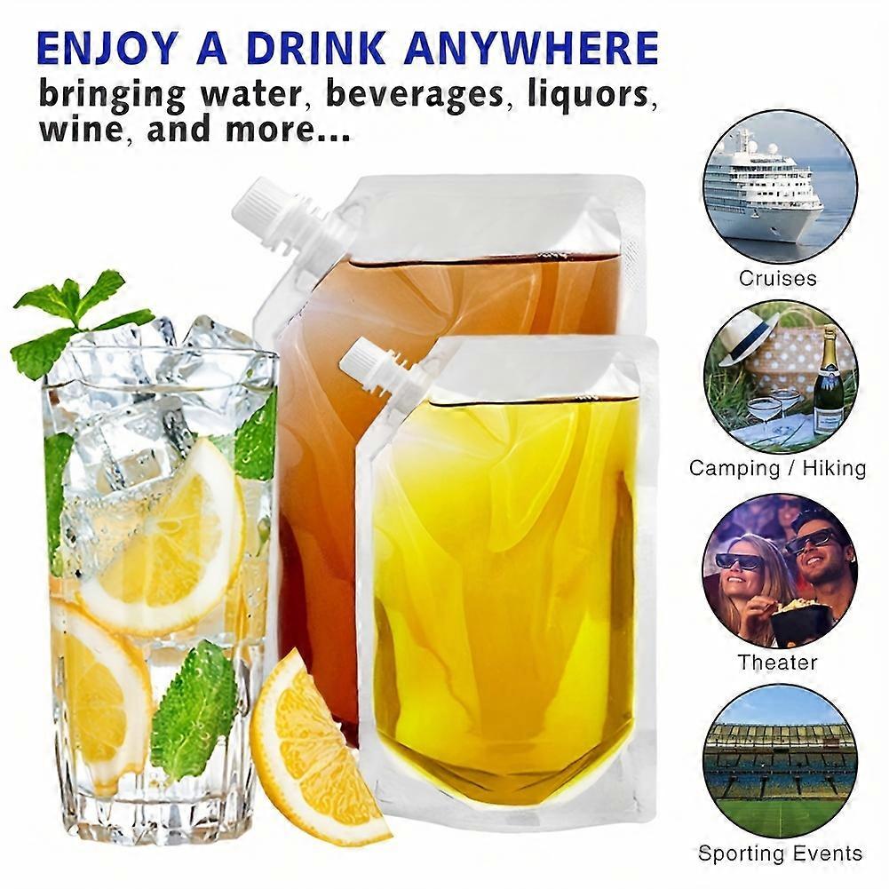 10pcs Concealable And Reusable Cruise Sneak Flask Liquor Kit, Rum Runner Alcohol Juice Travel Plastic Liquor Bags For Sneak Drink (17oz X6, 8.5oz X5)