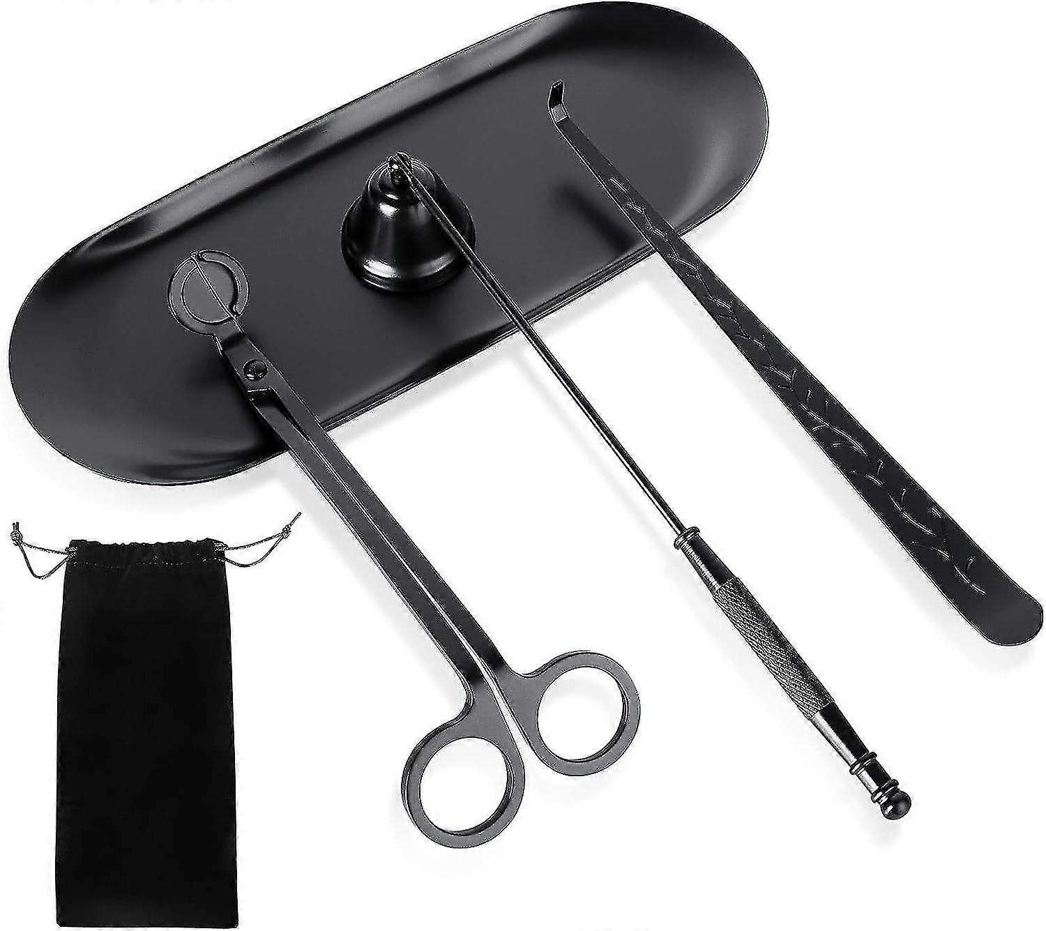 5 In 1 Less Steel Care Tools Kit Include Wick Dipper, Snuffer, Wick Trimmer, Tray, Fll Stora Bag