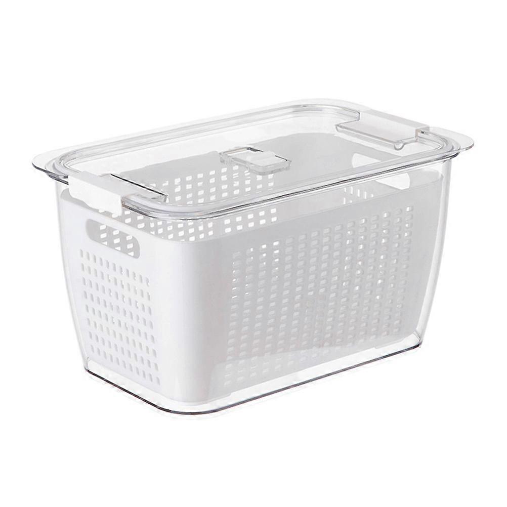 1Pc Large Capacity Double-Layer Storage Box Practical Food Draining Box (White)