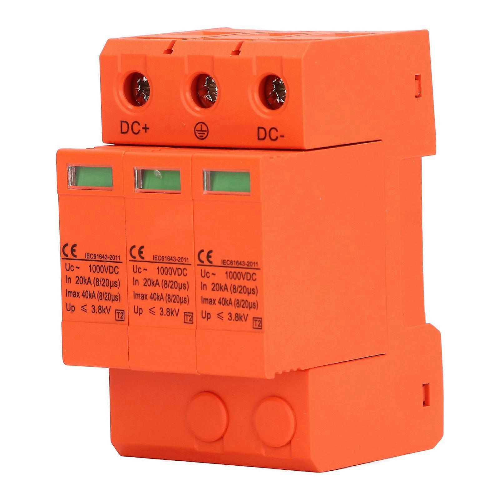 DC Surge Protector Visual Window Overheat Protection Quick Response PV Surge Protective Device 3P 40kv 1000V