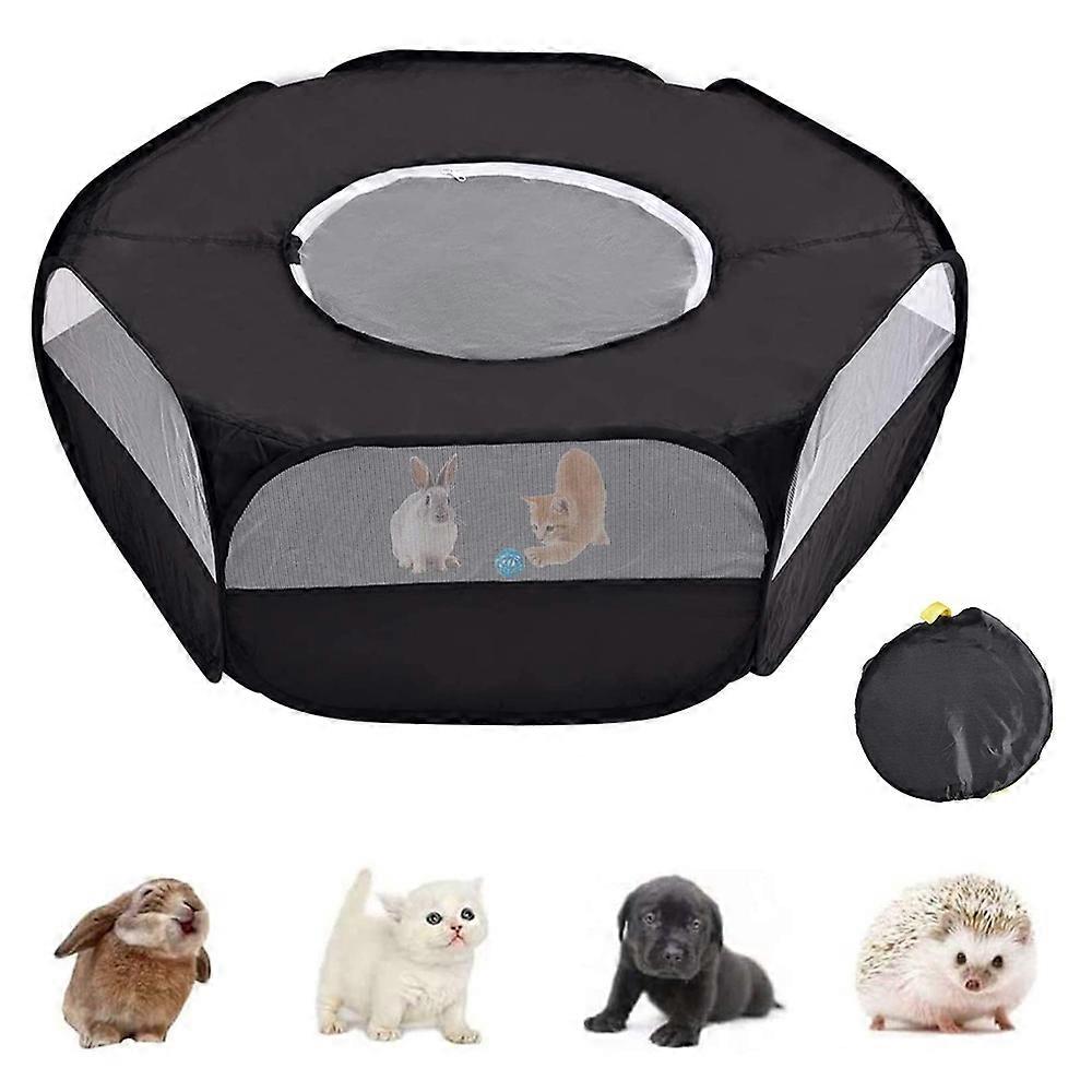 PPIAO小動物ベビーサークル、防水小型ペットケージテントポータブル屋外エクササイズヤードフェンストップカバー付き子猫/猫/ R用アンチエスケープヤードフェンス