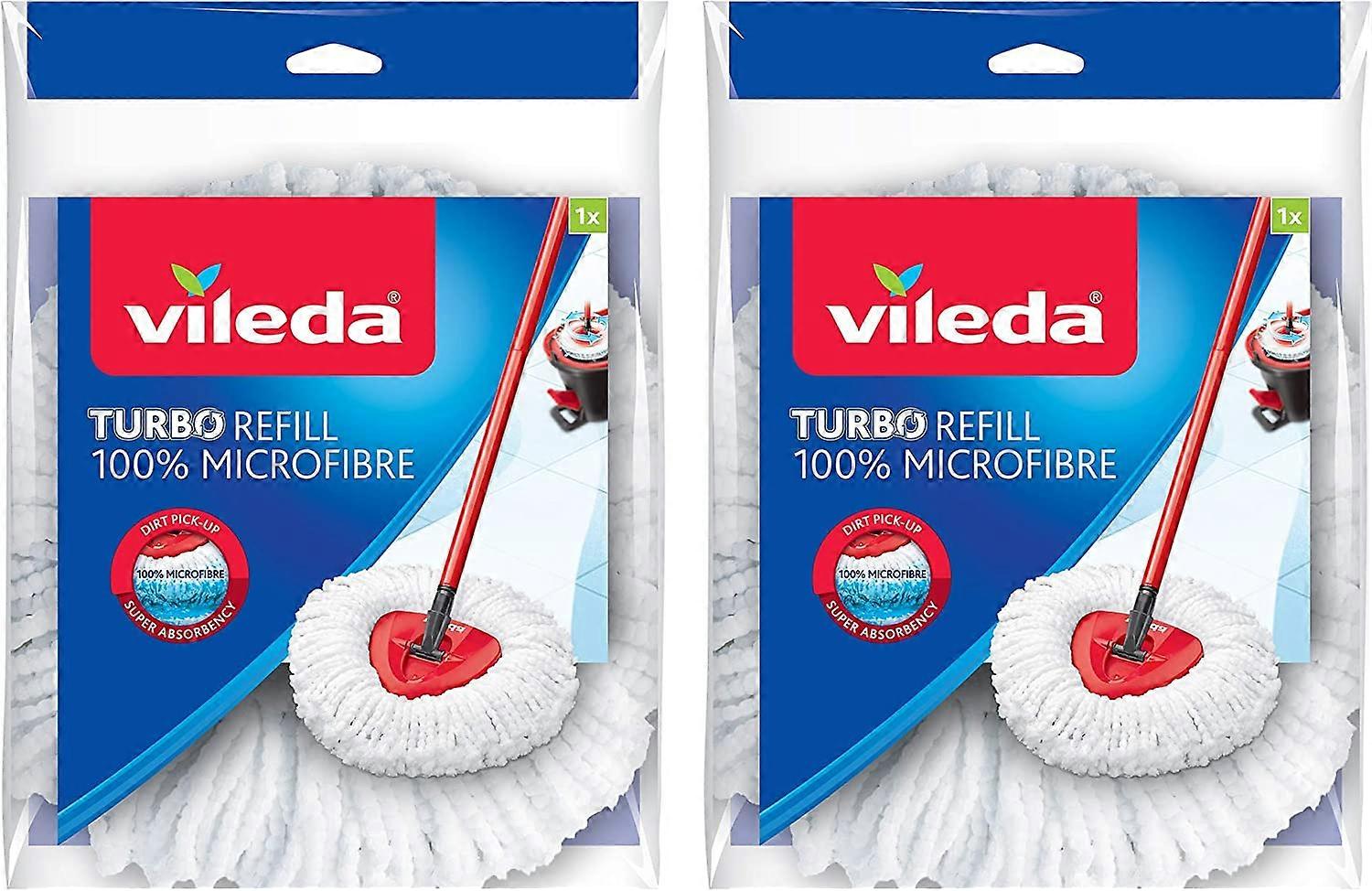 Vileda Mop Head, Microfiber, Microfiber, White, Twin Pack