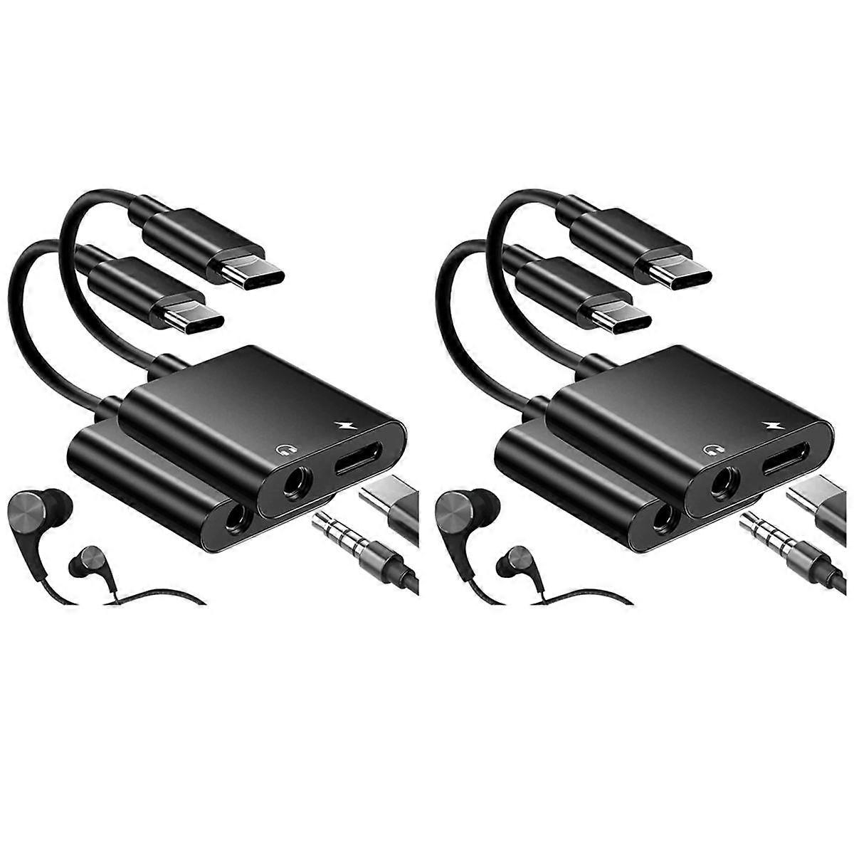4x USB C to 3.5mm Headphone and Charger Adapter,2 in 1 for Galaxy S22/S21/S20+ Ultra,Note 20/10,Pix