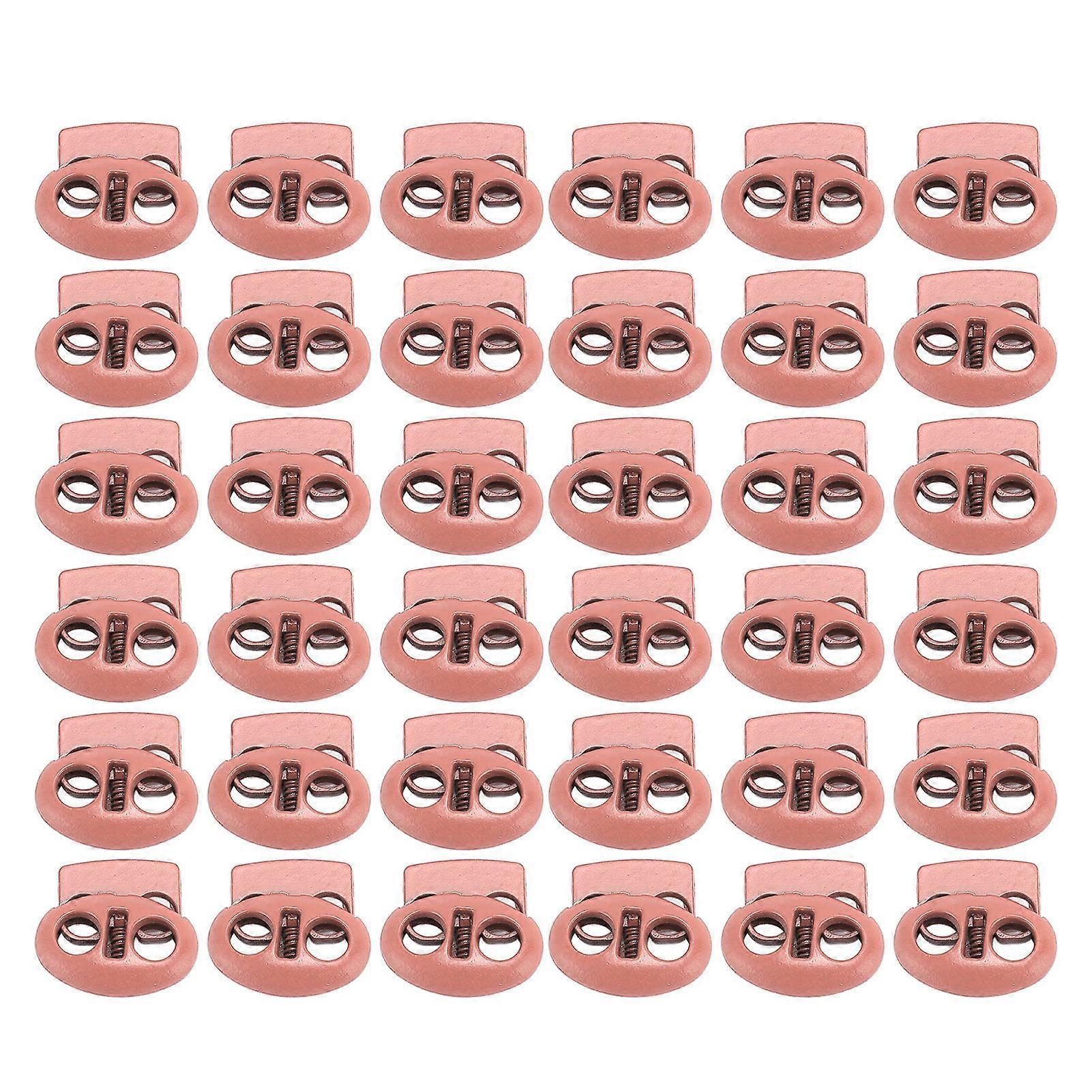 30Pcs Metal Cord Locks Double Hole Zinc Alloy Durable Light Multi Purpose Cord Stopper for Drawstring Backpack Tent Lace Pink
