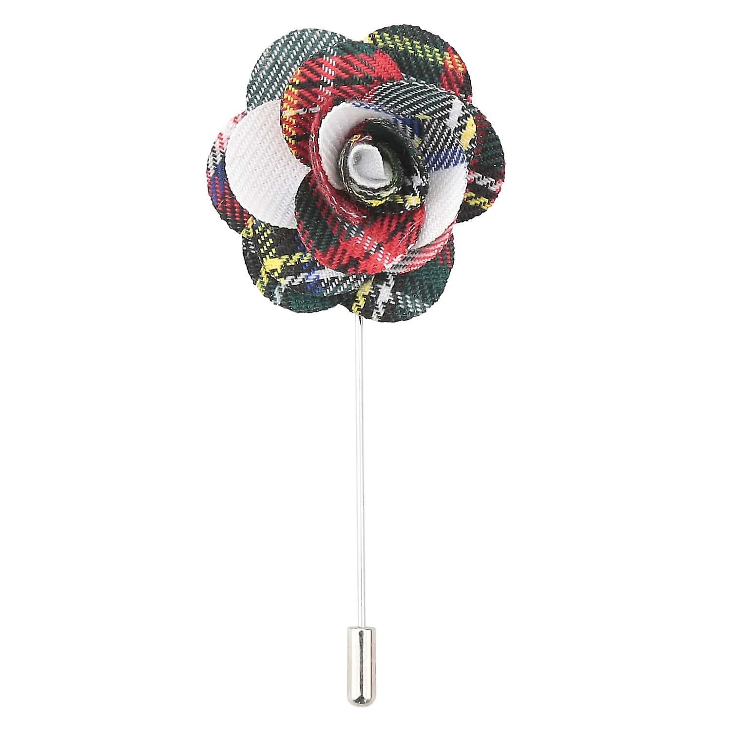 White Tartan Plaid Lapel Pin